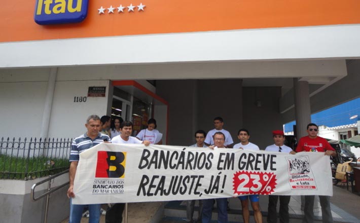 Banco Ita&uacute; de Imperatriz foi paralisado (Foto: Ascom/SEEB-MA)